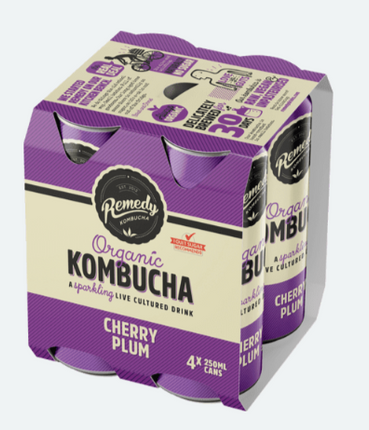 Remedy Organic Kombucha Cherry Plum 4 x 330ml