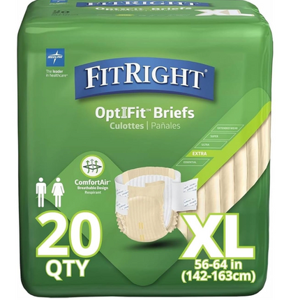 Medline FitRight Ultra Disposable Briefs - 20 Count XL