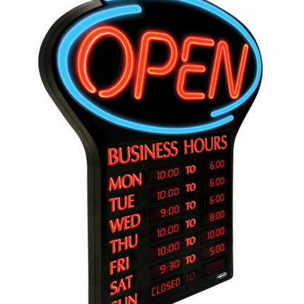 NEWON OPEN LED Sign with Business Hours