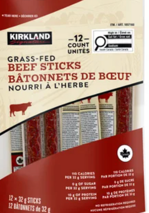 KS Grass Fed Beef Sticks, 10-12 × 32 g