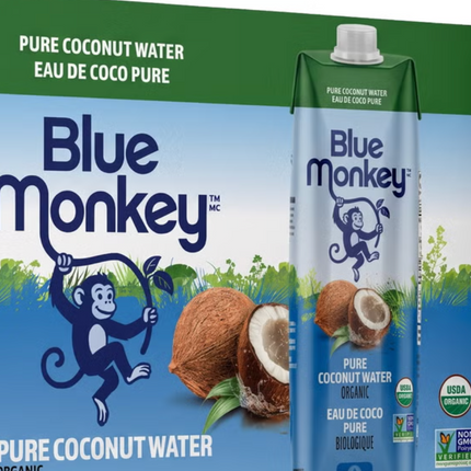 Blue Monkey Pure Organic Coconut Water, 12 × 1 L