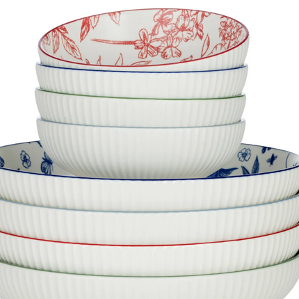 Signature Housewares Stoneware Bowl Set, 8-pieces HAS CHIPS