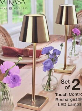 MIKASA - 2-Pack Touch Control Rechargeable LED Lights GOLD
