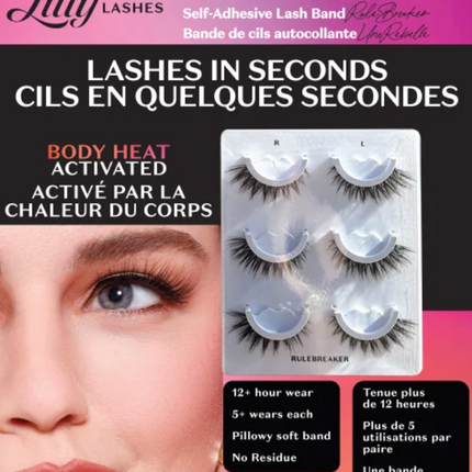 Lilly Lashes Rule Breaker Self Adhesive Lashes, 3 pairs
