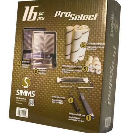 Simms Pro Select Paint Roller Kit, 16-piece