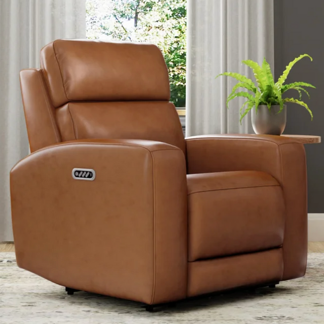 Marlowe Top-grain Leather Power Recliner with Adjustable Headrest and Air Lumbar Support