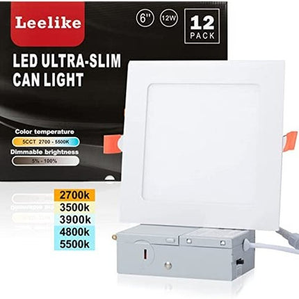 Leelike (12 Pack) 6 inch 12W Dimmable Square LED