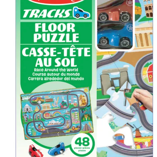 Melissa & Doug Race Floor Tracks Puzzle MISSING CARS