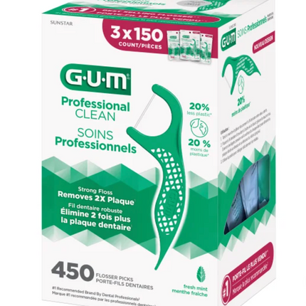 GUM Pro Clean Flossers, Mint, 3 x 150 OPEN