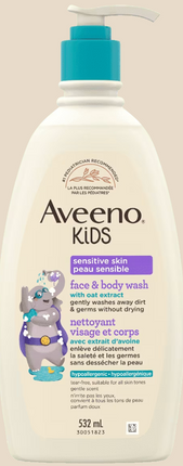 AVEENO Kids Sensitive Skin Face & Body Wash 3x532ml