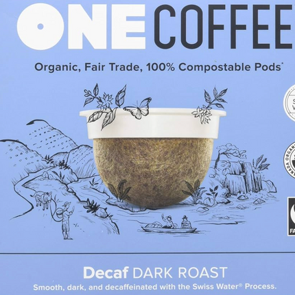 OneCoffee Organic Decaf Dark Roast 12 Count Single Serve